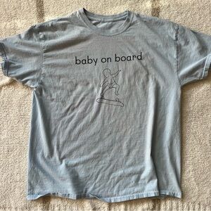 blue baby on board skateboard graphic tee
